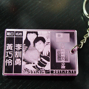 gr-70粉紅鏡面壓克力身份証key圈